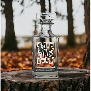 Music Notes Decanter 26 Oz Bourbon Whisky Glass Customize Premium NEW
